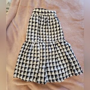 Topshop Black and White Gingham A-Line Skirt